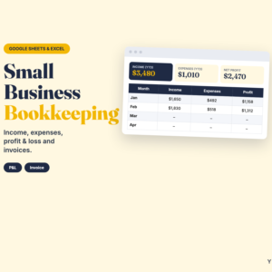 Small Business Bookkeeping Spreadsheet – Income, Expenses & Invoice