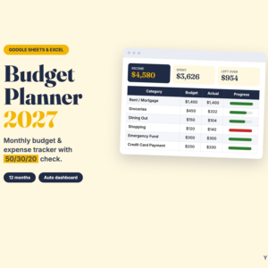 Budget Planner 2027 Spreadsheet – Monthly Budget Template