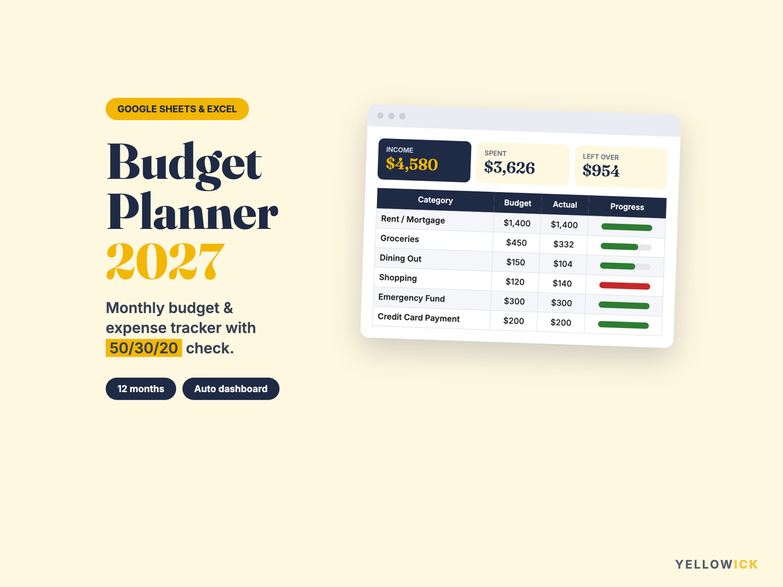 Budget Planner 2027 Spreadsheet – Monthly Budget Template