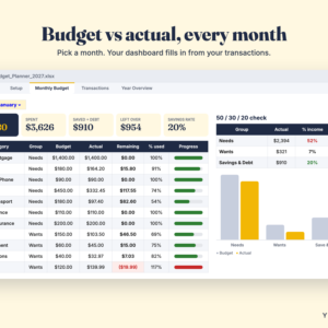 Budget Planner 2027 Spreadsheet – Monthly Budget Template
