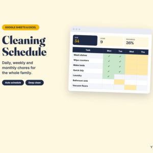 Cleaning Schedule Spreadsheet – Weekly Chore Chart