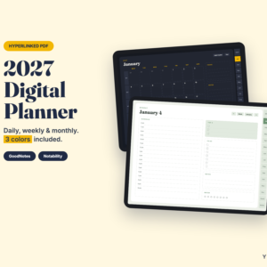 2027 Digital Planner – Hyperlinked GoodNotes & Notability iPad Planner