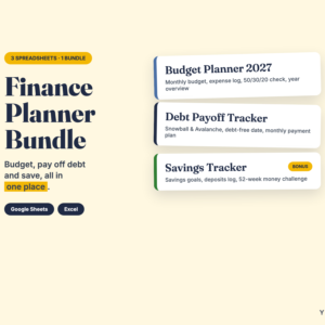 Finance Planner Bundle 2027 – Budget, Debt Payoff & Savings Tracker