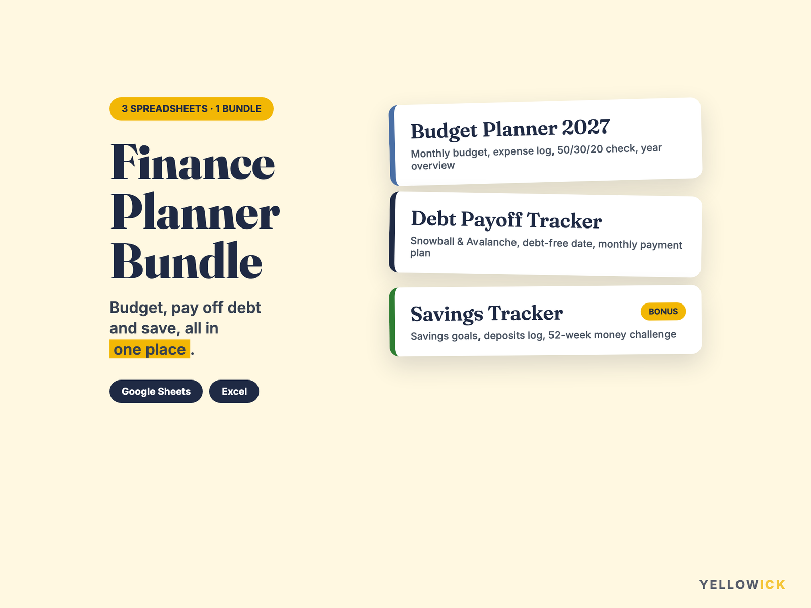 Finance Planner Bundle 2027 – Budget, Debt Payoff & Savings Tracker