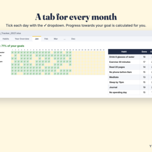 Habit Tracker 2027 Spreadsheet – Monthly Habit Tracker