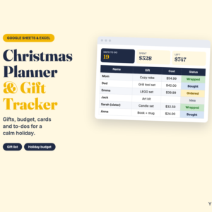 Christmas Planner & Gift Tracker – Holiday Budget, Gift List & Card List