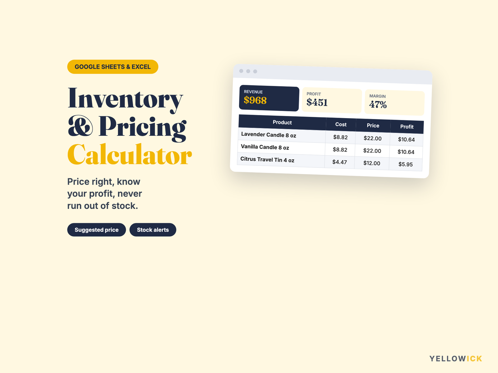 Inventory & Pricing Calculator Spreadsheet for Small Business
