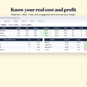 Inventory & Pricing Calculator Spreadsheet for Small Business