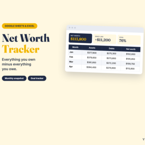 Net Worth Tracker Spreadsheet – Monthly Assets, Debts & Net Worth Goal