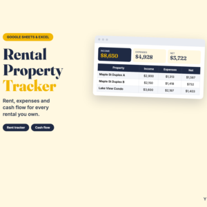 Rental Property Tracker Spreadsheet – Landlord Rent, Expenses & Cash Flow