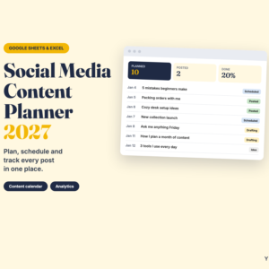 Social Media Content Planner 2027 – Content Calendar Spreadsheet