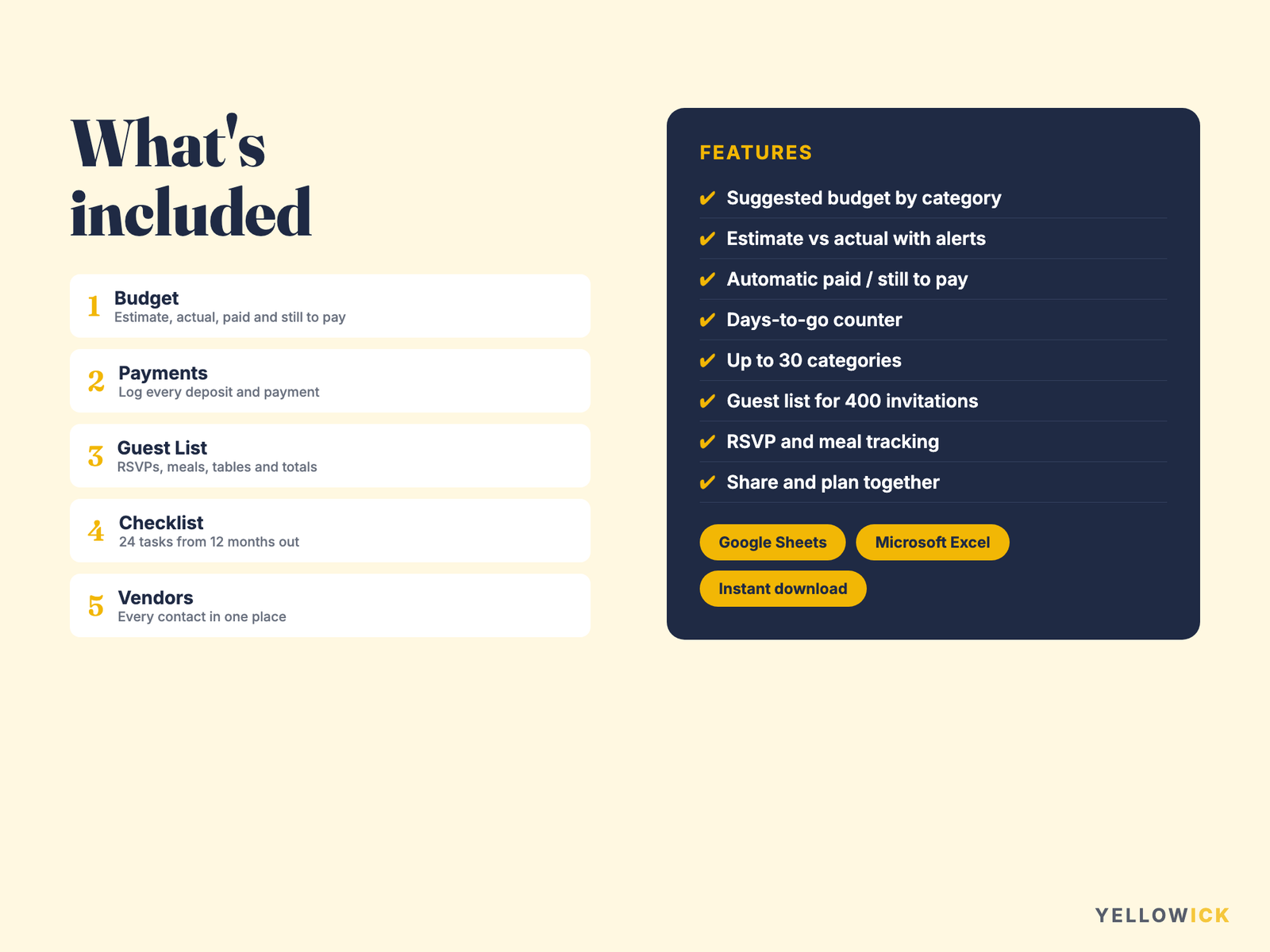 Wedding Budget Planner Spreadsheet – Guest List, Checklist & Vendors