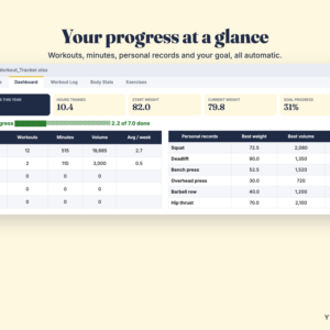 Workout Tracker Spreadsheet – Fitness Log & Weight Loss Tracker